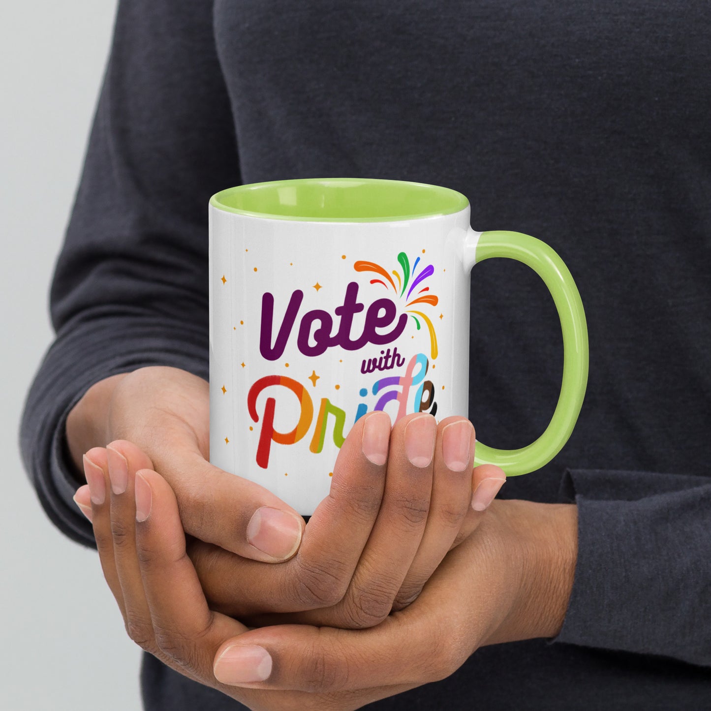 Vote with Pride Mug with Color Inside